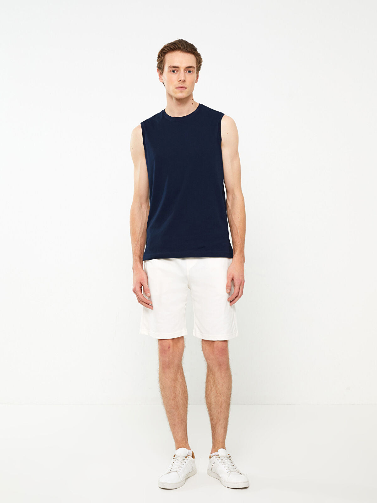 Basic Slim Fit Knitted Men Shorts