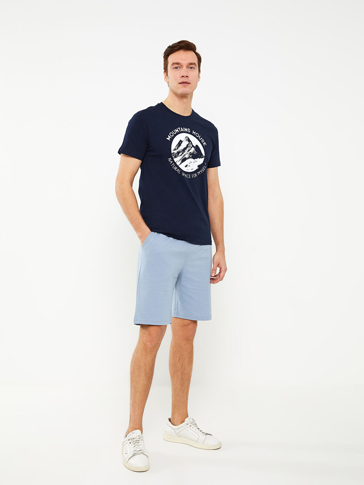 Basic Slim Fit Knitted Men Shorts