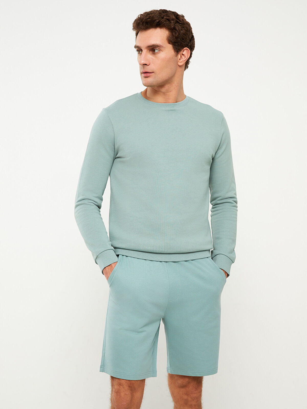 Basic Slim Fit Knitted Men Shorts