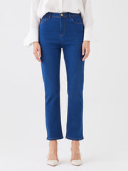 Basic High Waist Slim Fit Straight Women Jeans