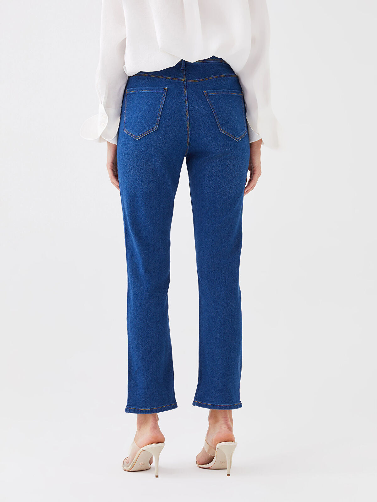 Basic High Waist Slim Fit Straight Women Jeans