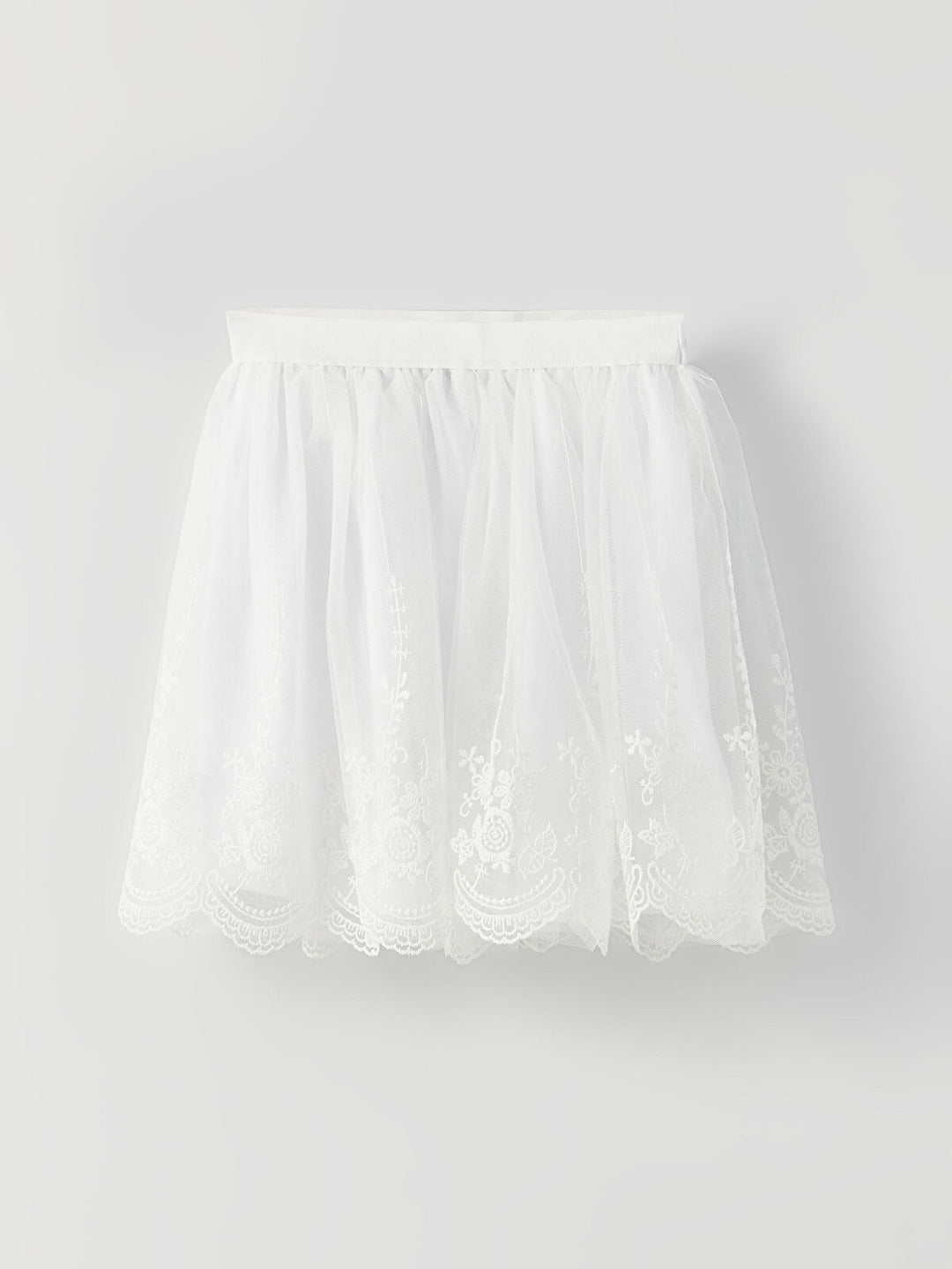 Kids Elastic Waist Embroidered Girl Tulle Skirt