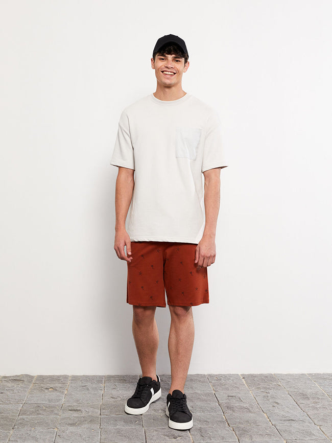 Slim Fit Men Elastic Waist Shorts Main Image