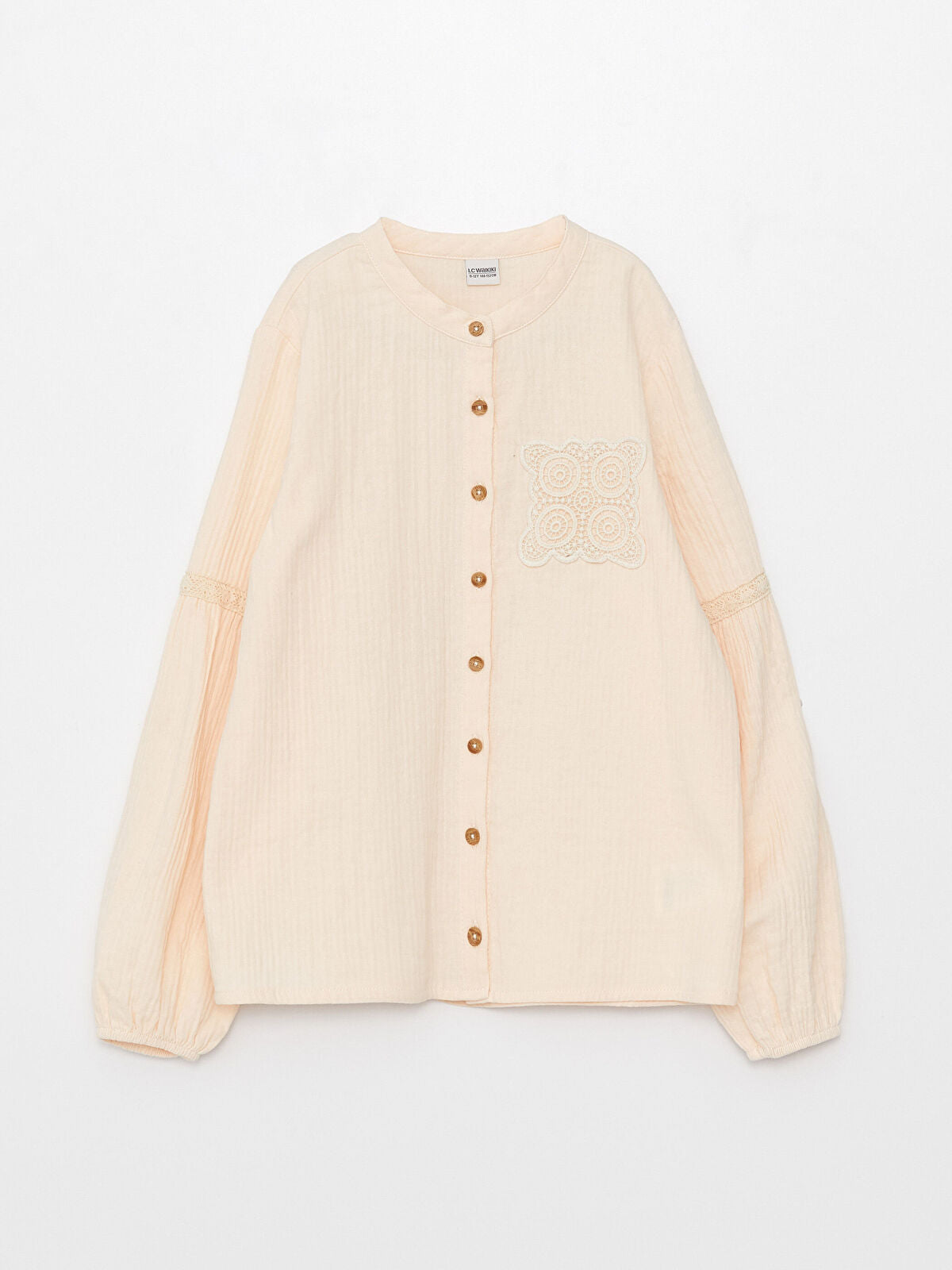 Judge Collar Lace Detailed Long Sleeve Girls Shirt