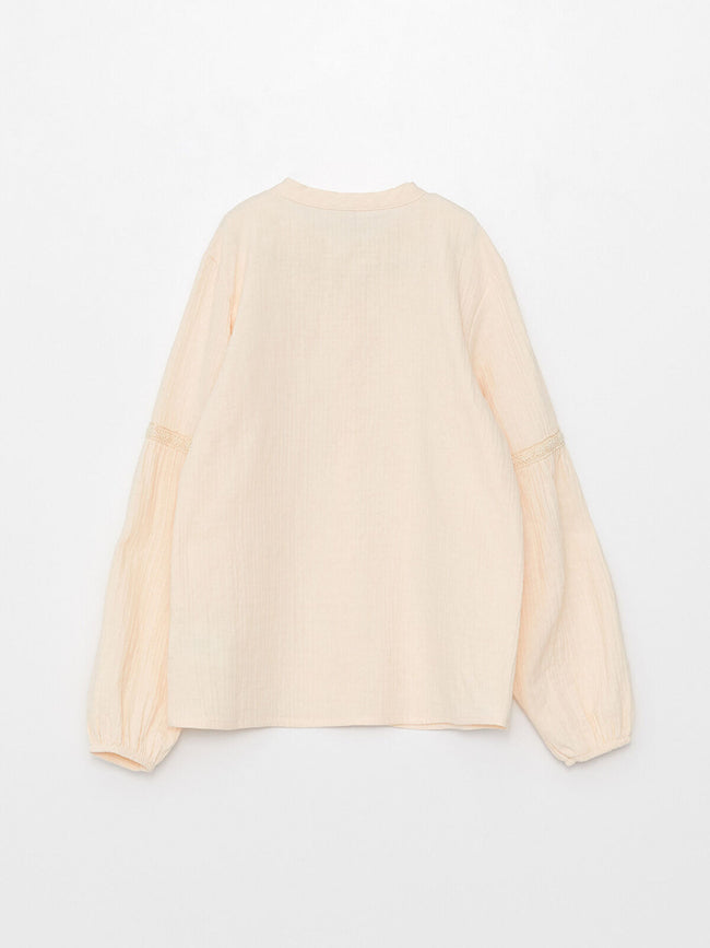 Judge Collar Lace Detailed Long Sleeve Girls Shirt Main Image