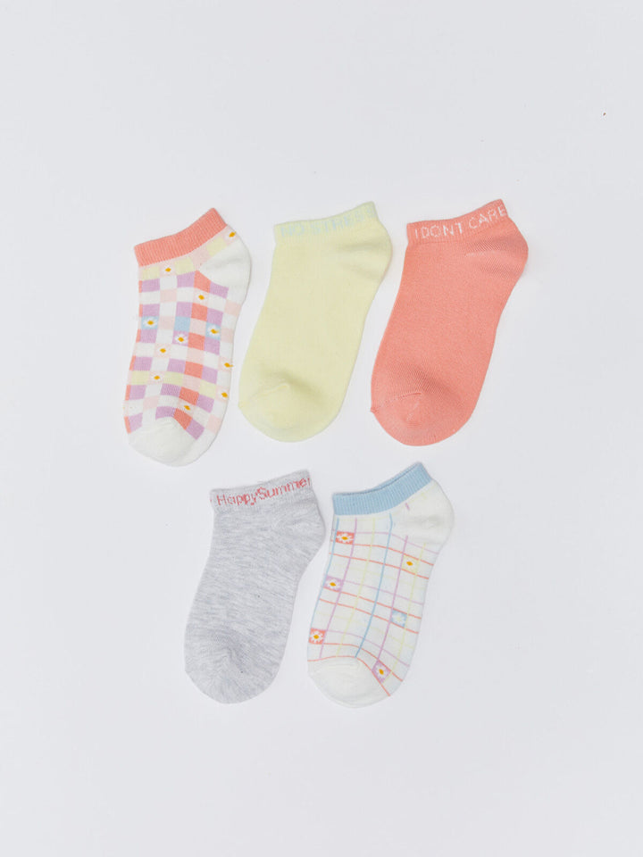 Patterned Girls Booties Socks 5 Pack