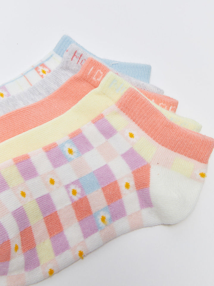 Patterned Girls Booties Socks 5 Pack