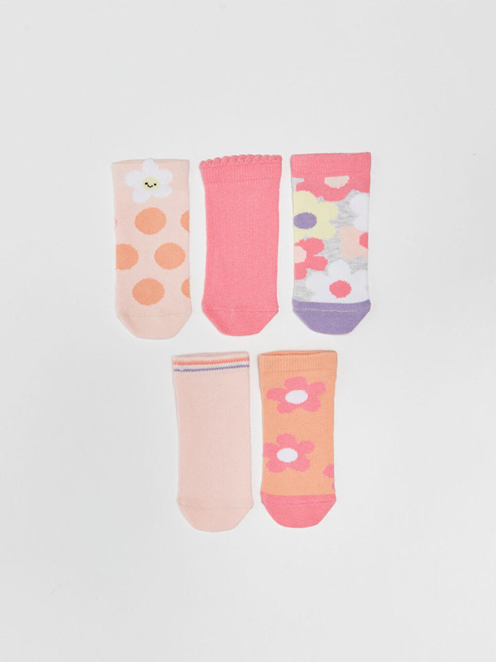 Patterned Girls Booties Socks 5 Pack