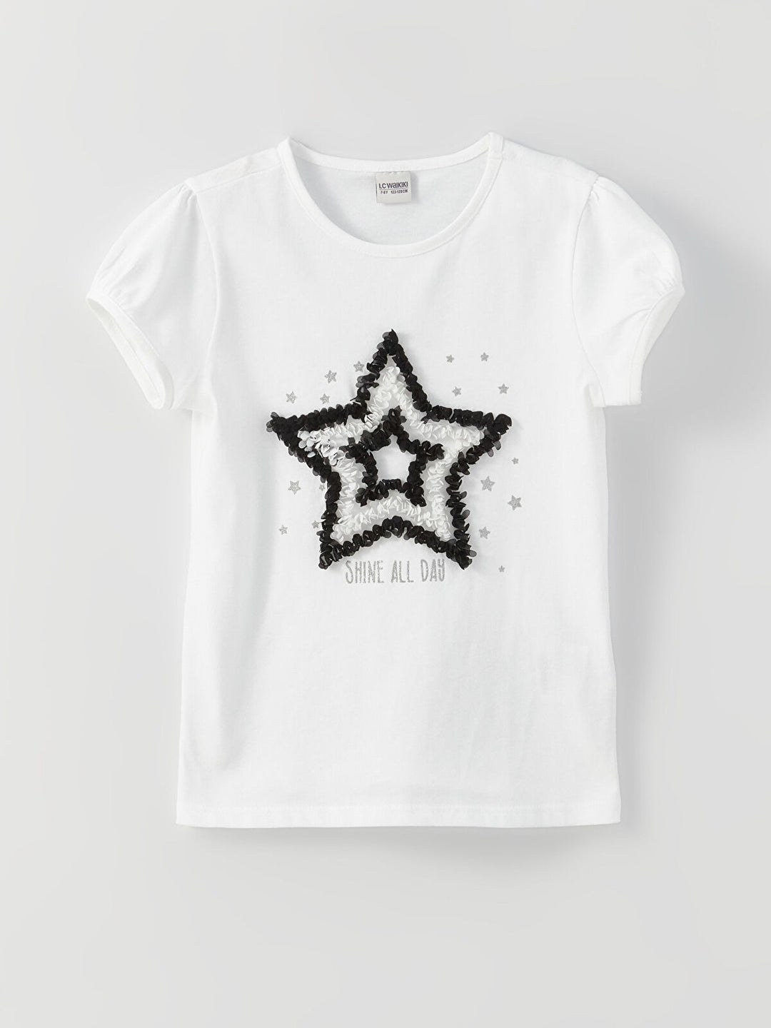 Crew Neck Embroidered Short Sleeve Girl T-Shirt