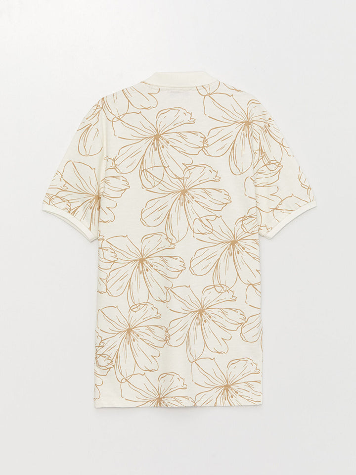 Polo Neck Short Sleeve Patterned Piqué Men T-Shirt