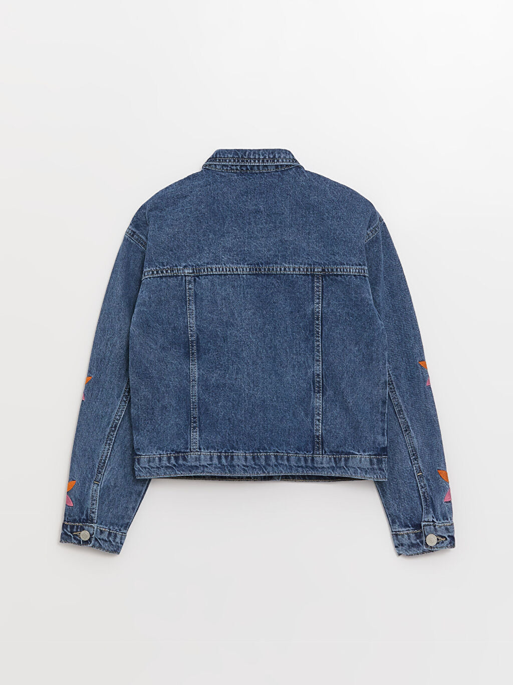 Shirt Collar Embroidered Girl Jean Jacket