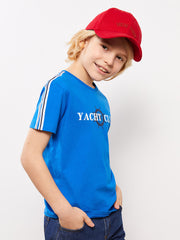 Blue Crew Neck Printed Short Sleeve Boy T-Shirt