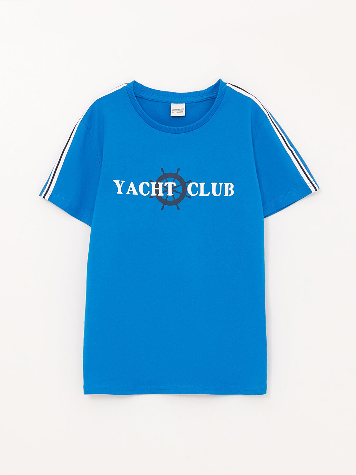 Blue Crew Neck Printed Short Sleeve Boy T-Shirt