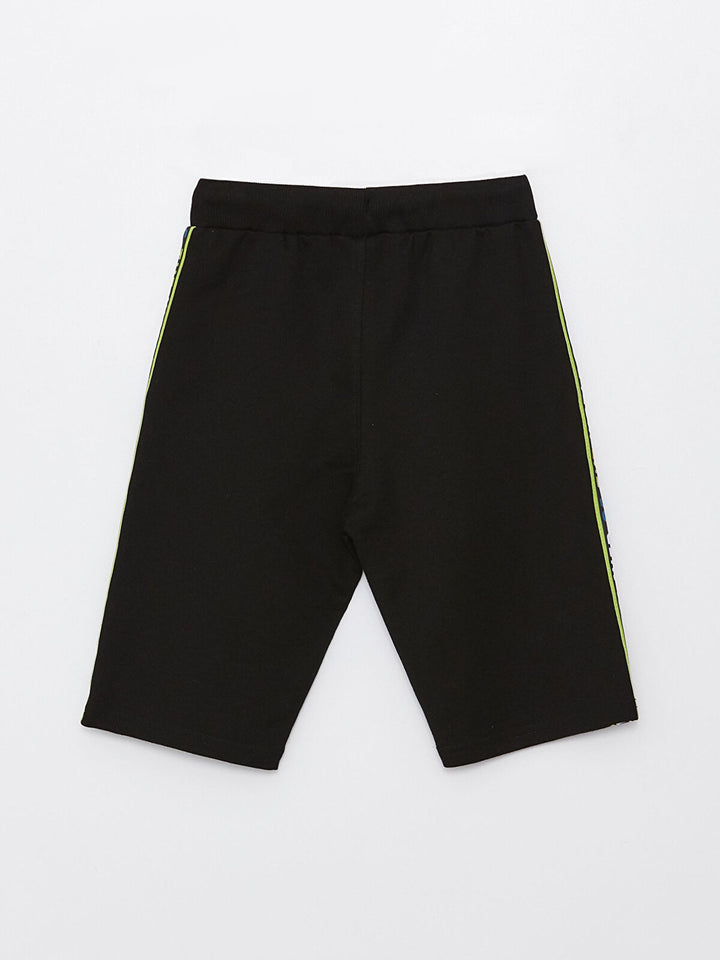 Black Elastic Waist Printed Boy Shorts