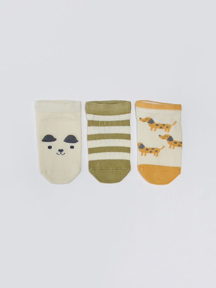 Patterned Baby Boy Booties Socks 3 Pieces