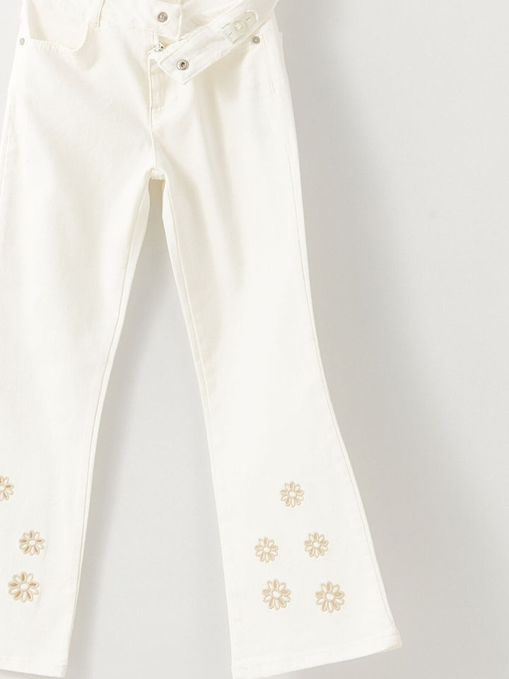 Embroidered Bell Bottom Girls' Trousers