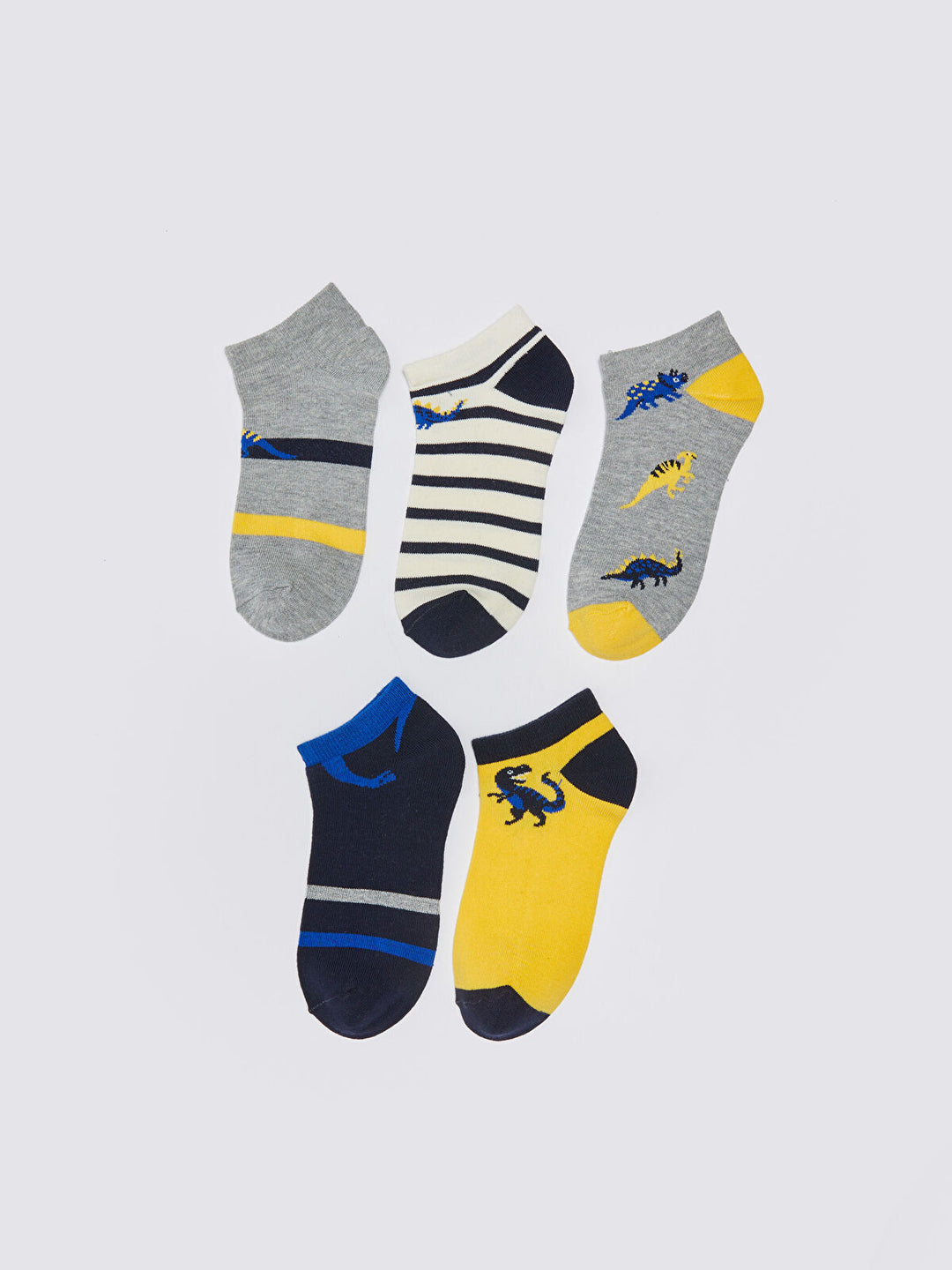 Multicolored Patterned Boys Booties Socks 5 Pack