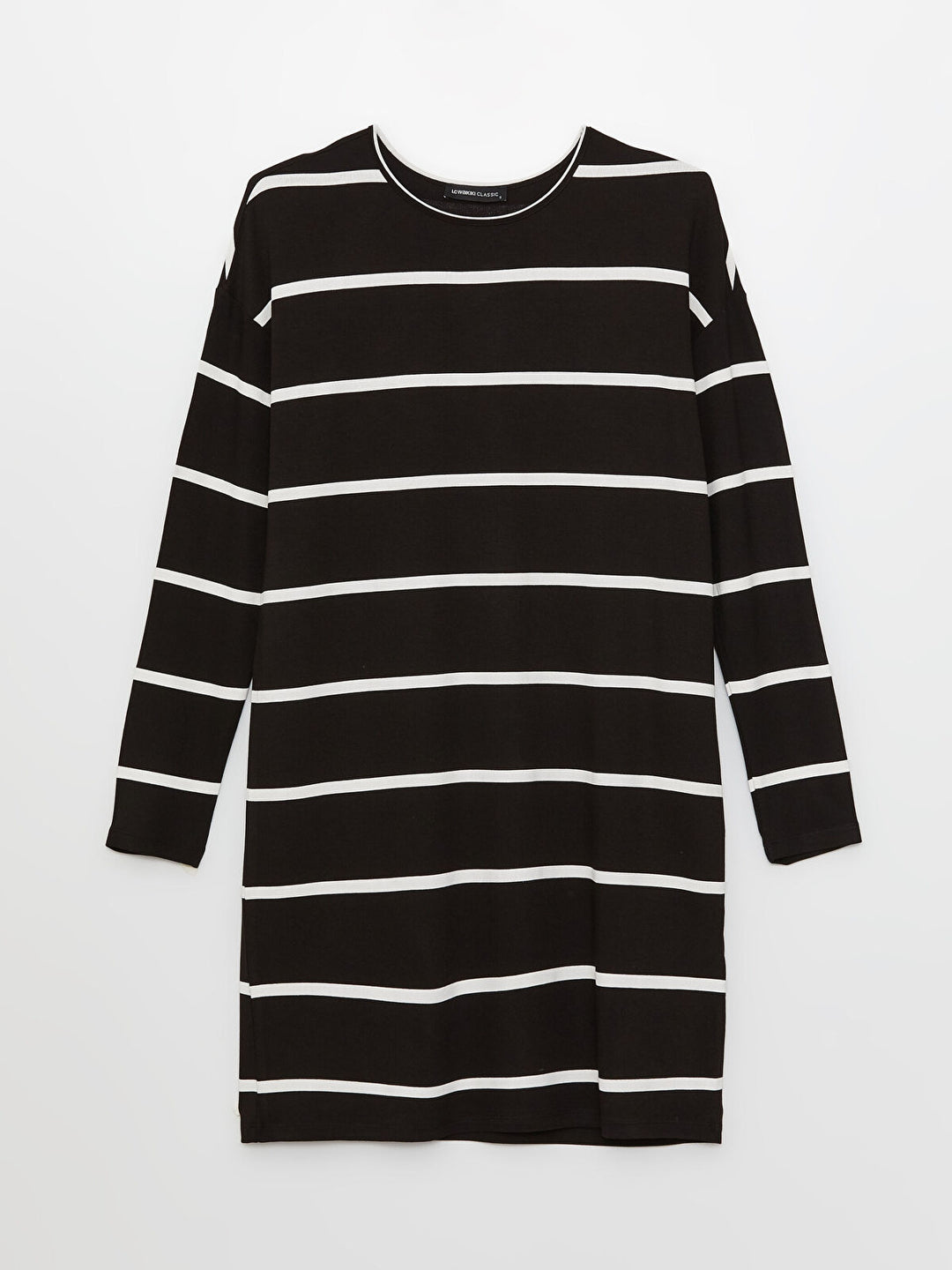 Crew Neck Striped Long Sleeve Oversize Women Tunic