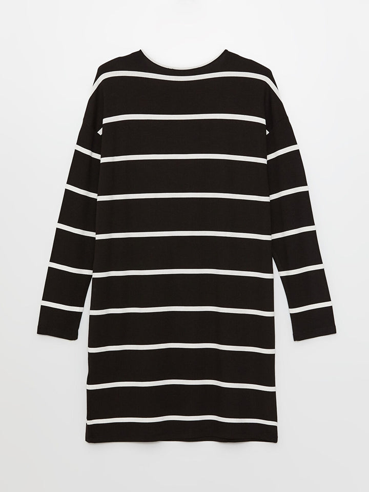 Crew Neck Striped Long Sleeve Oversize Women Tunic