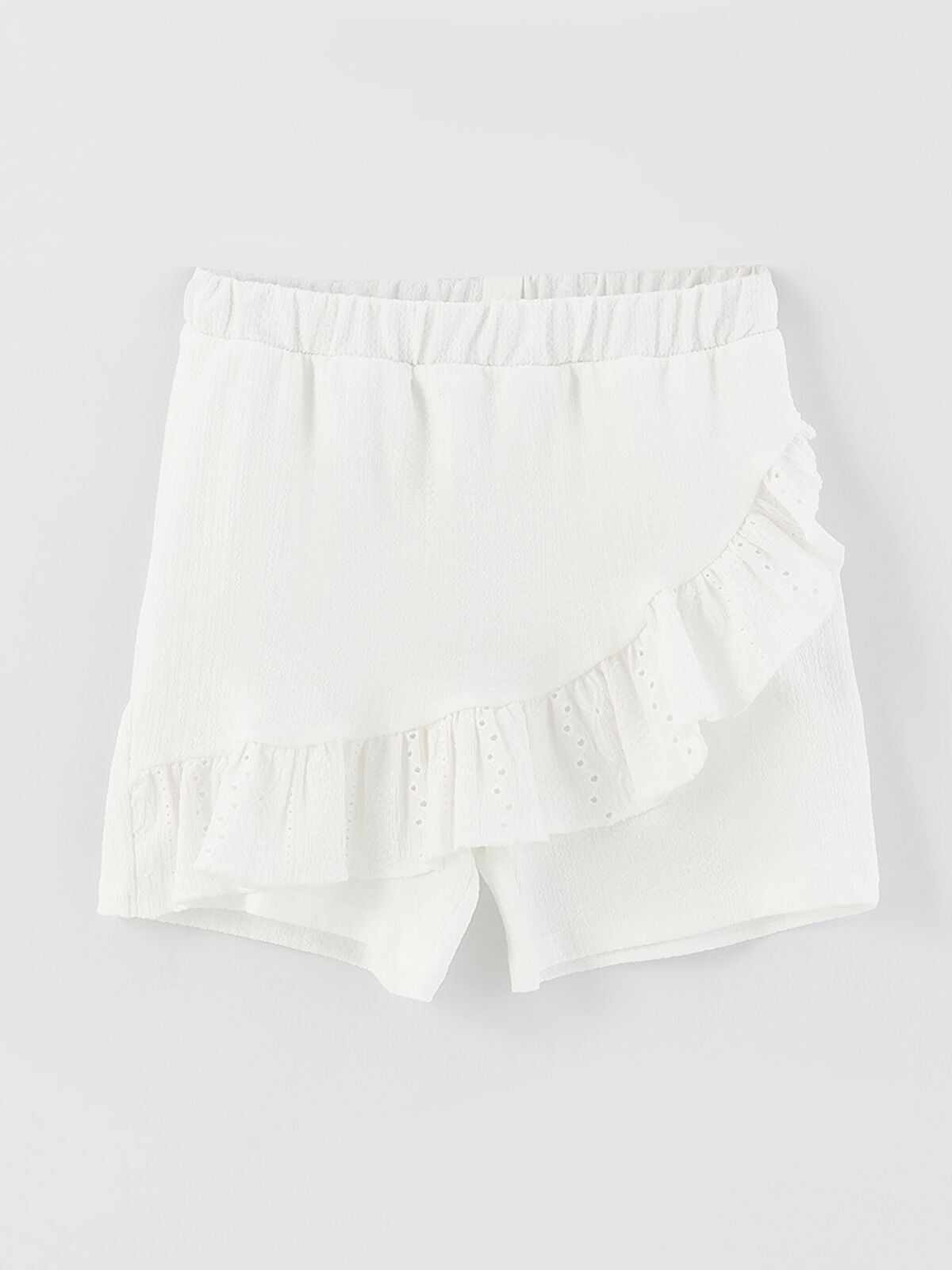 Crew Neck Self-Patterned Short Sleeve Girls T-Shirt And Shorts