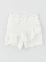 Crew Neck Self-Patterned Short Sleeve Girls T-Shirt And Shorts