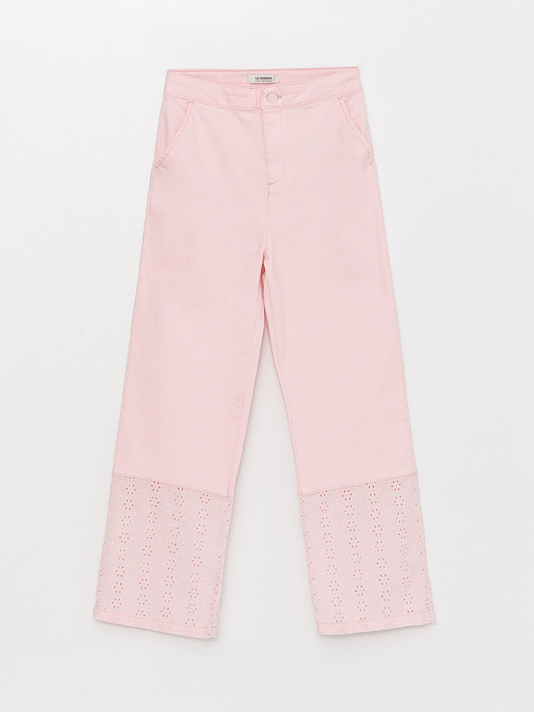 Scalloped Detailed Wide Leg Girls' Trousers