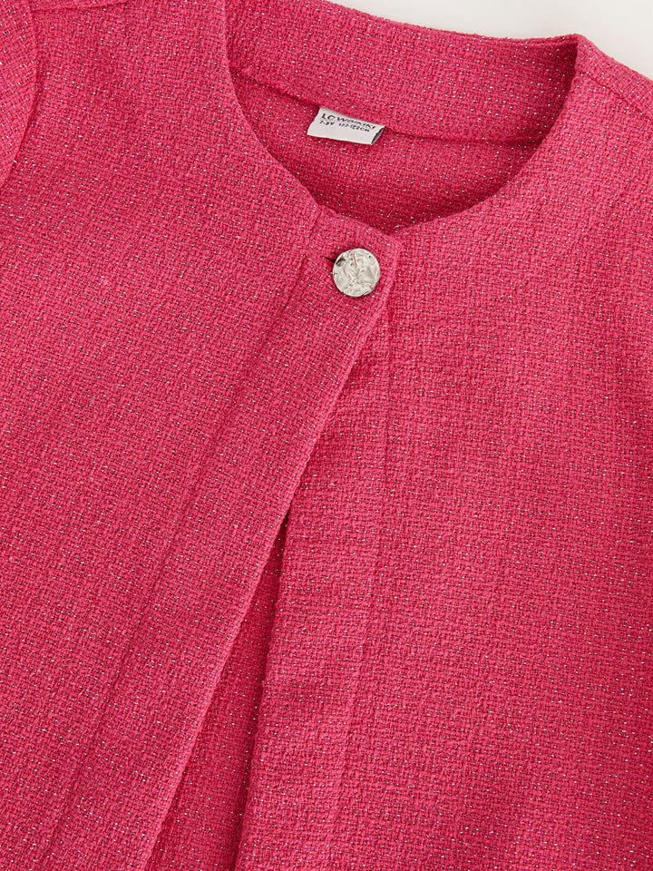Pink Crew Neck Short Sleeve Girls Jacket