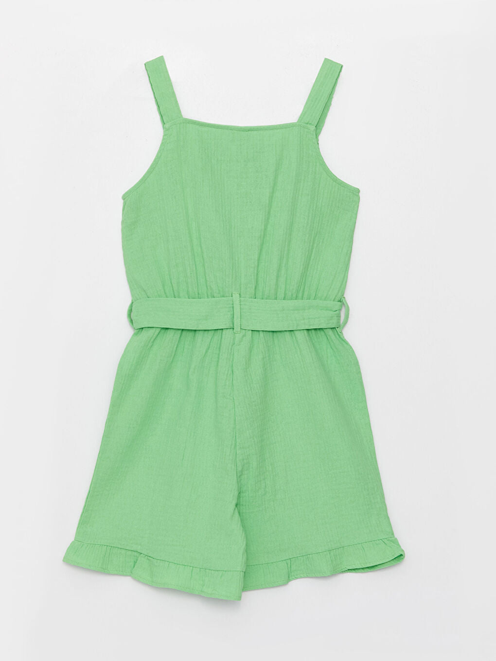 Square Collar Basic Strap Girls Overalls