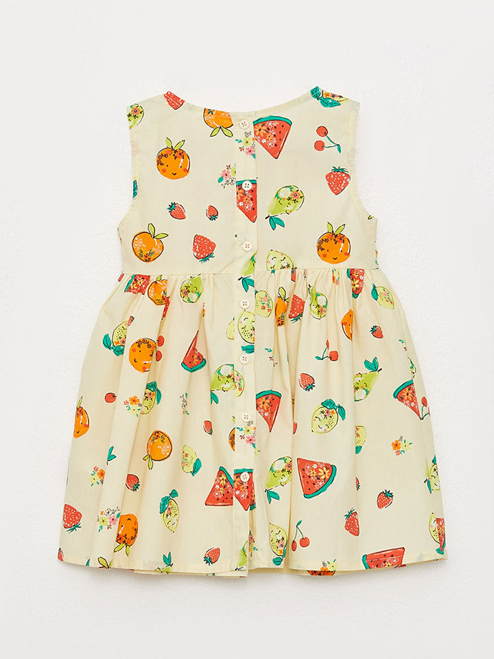 Crew Neck Patterned Baby Girl Dress