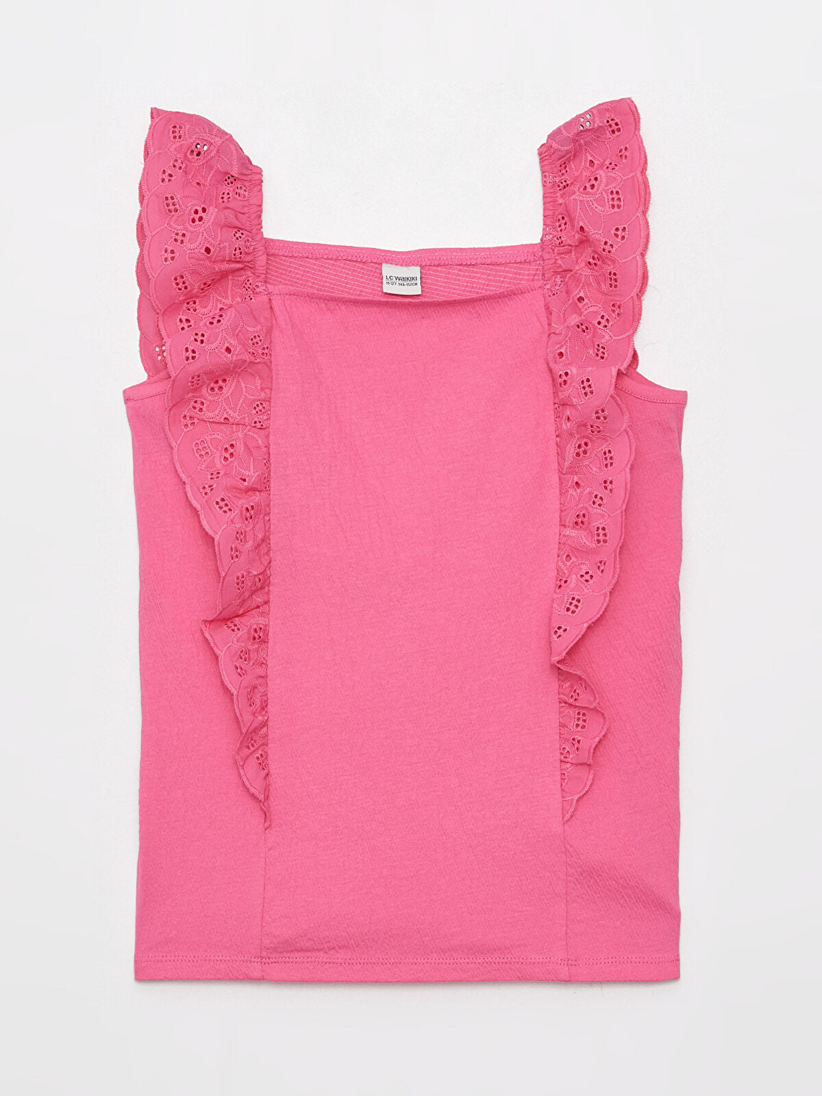 Square Neck Scalloped Detailed Girls Blouse