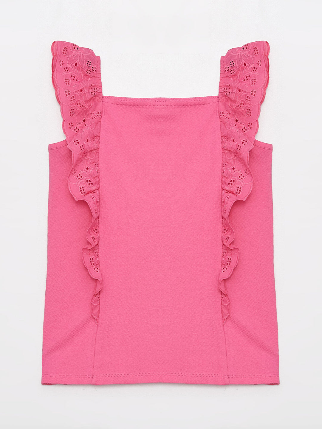 Square Neck Scalloped Detailed Girls Blouse