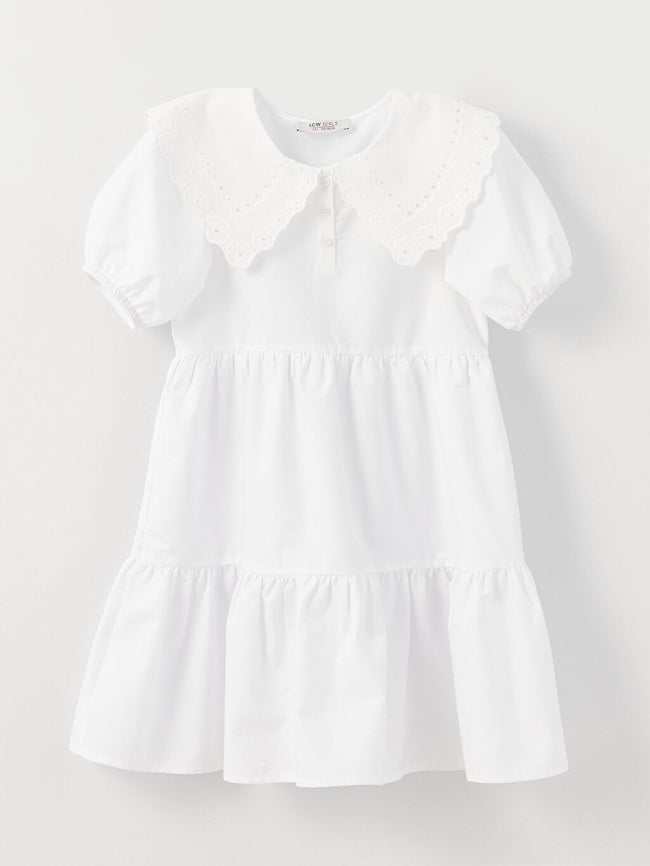 Baby Collar Short Sleeve Girls Dress Hover Image