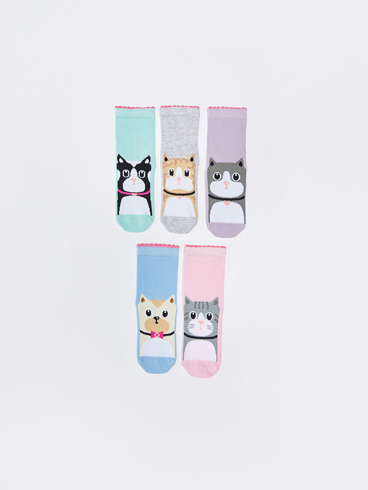 Patterned Girl Socks 5 Pieces