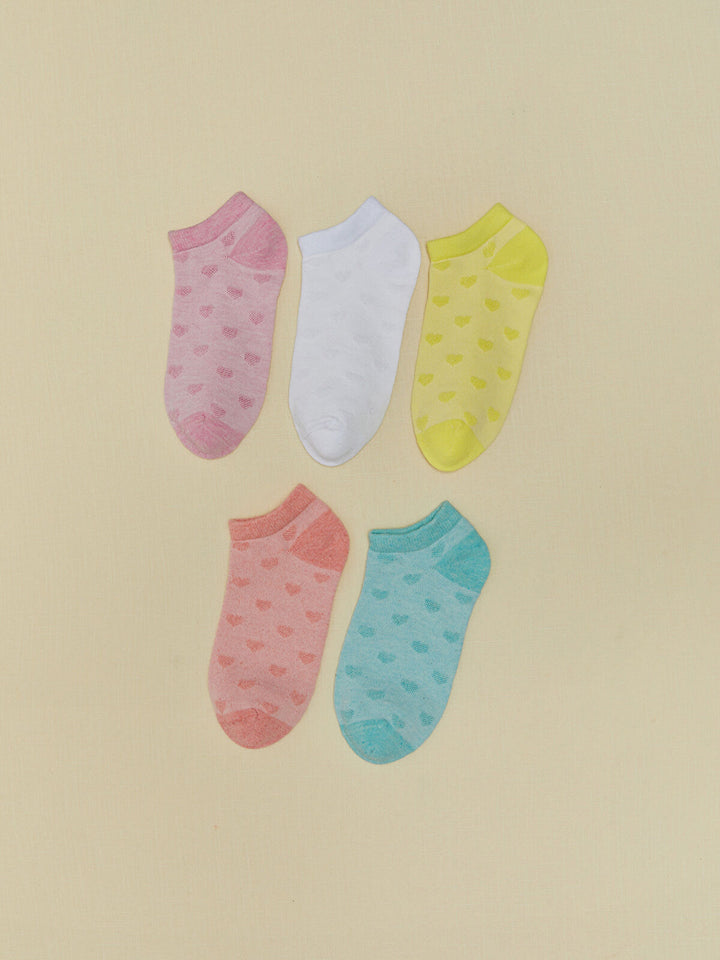 Patterned Girls Booties Socks 5 Pack