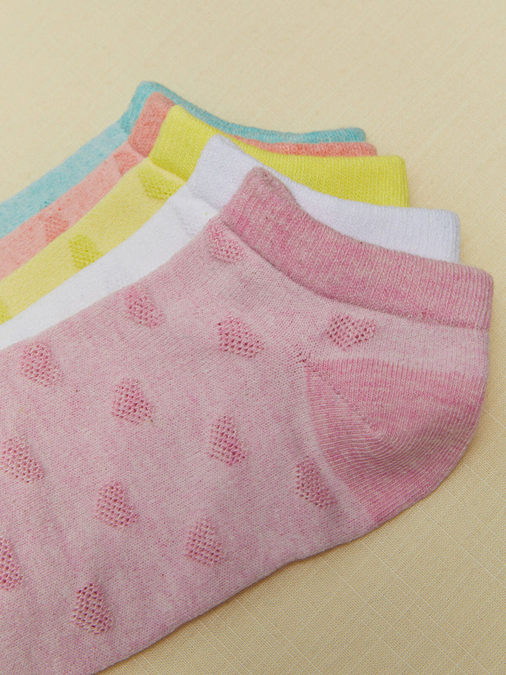 Patterned Girls Booties Socks 5 Pack