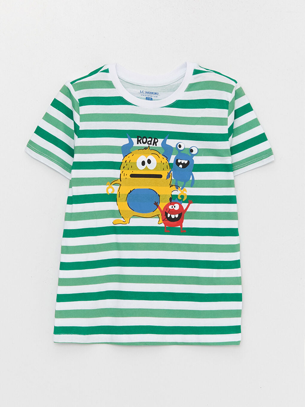 Crew Neck Printed Short Sleeve Boys Shorts Pajamas Set