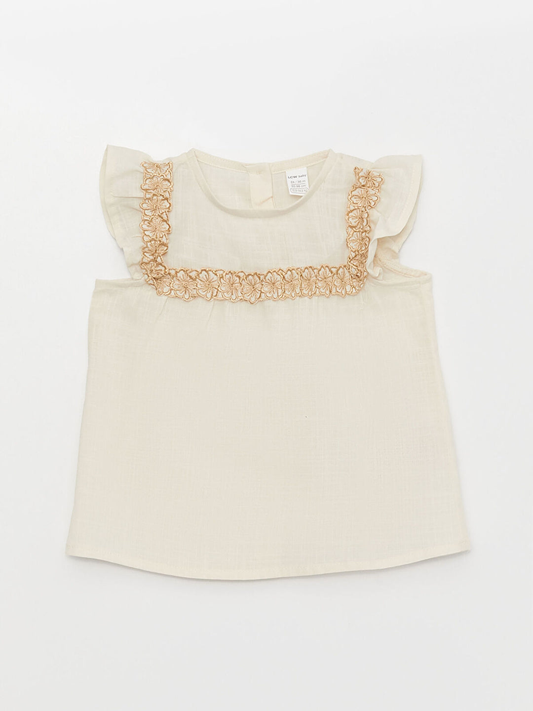 Crew Neck Embroidery Detailed Blouse For Baby Girl