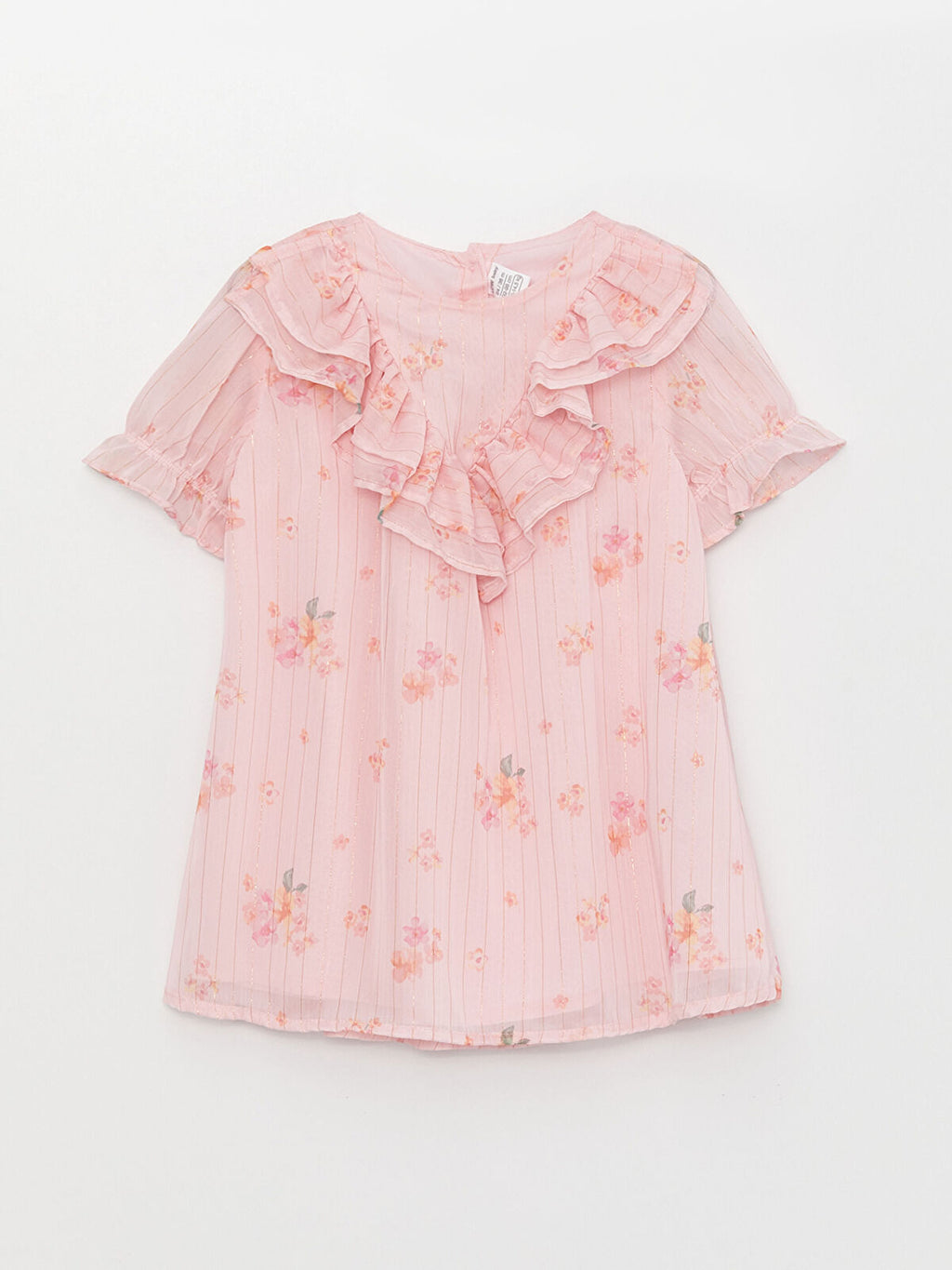 Crew Neck Short Sleeve Printed Baby Girl Dress