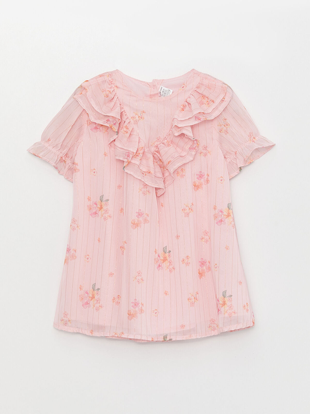 Crew Neck Short Sleeve Printed Baby Girl Dress