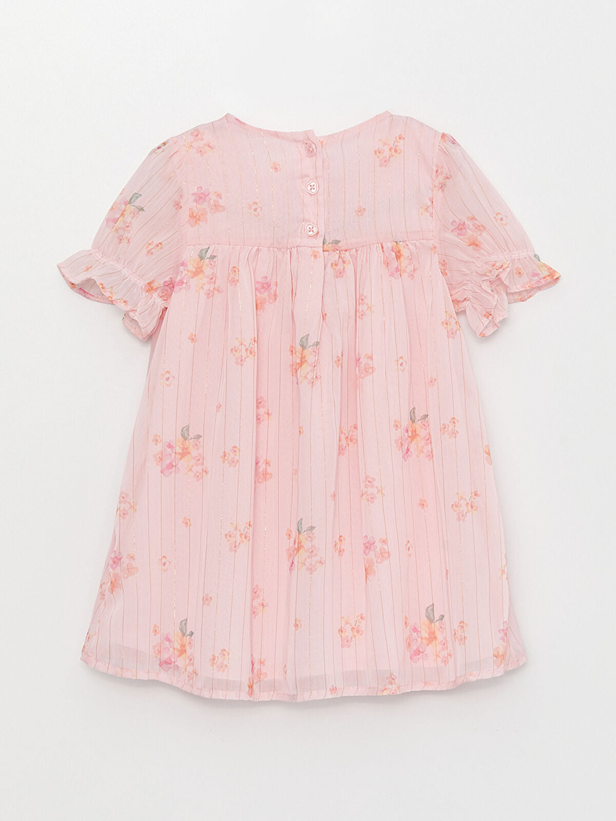 Crew Neck Short Sleeve Printed Baby Girl Dress