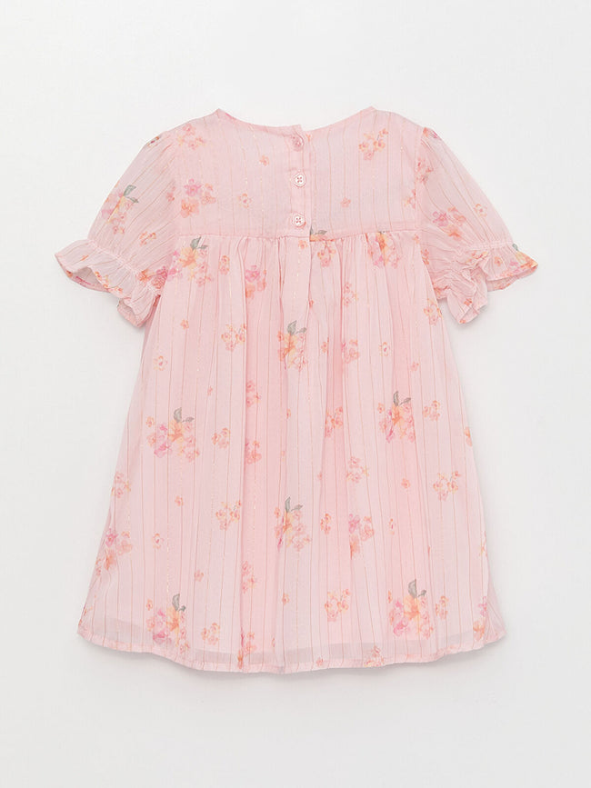 Crew Neck Short Sleeve Printed Baby Girl Dress Main Image