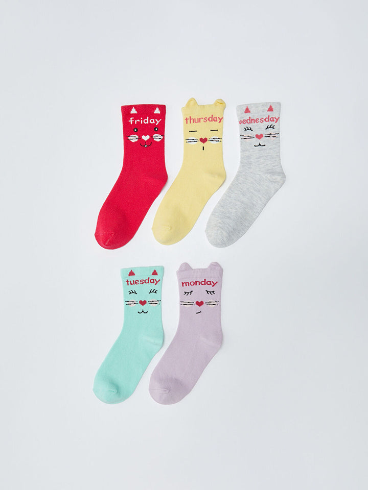 Patterned Girl Socks 5 Pieces