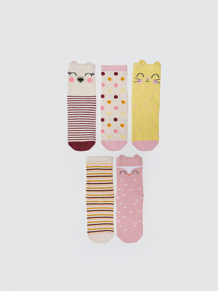 Patterned Girl Socks 5 Pieces