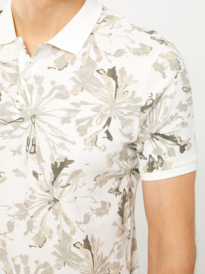 Polo Neck Short Sleeve Patterned Men T-Shirt