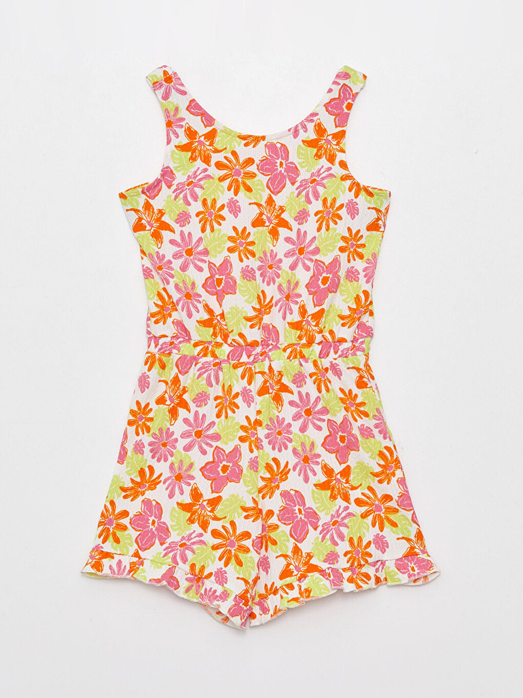 U Neck Patterned Girl Overalls