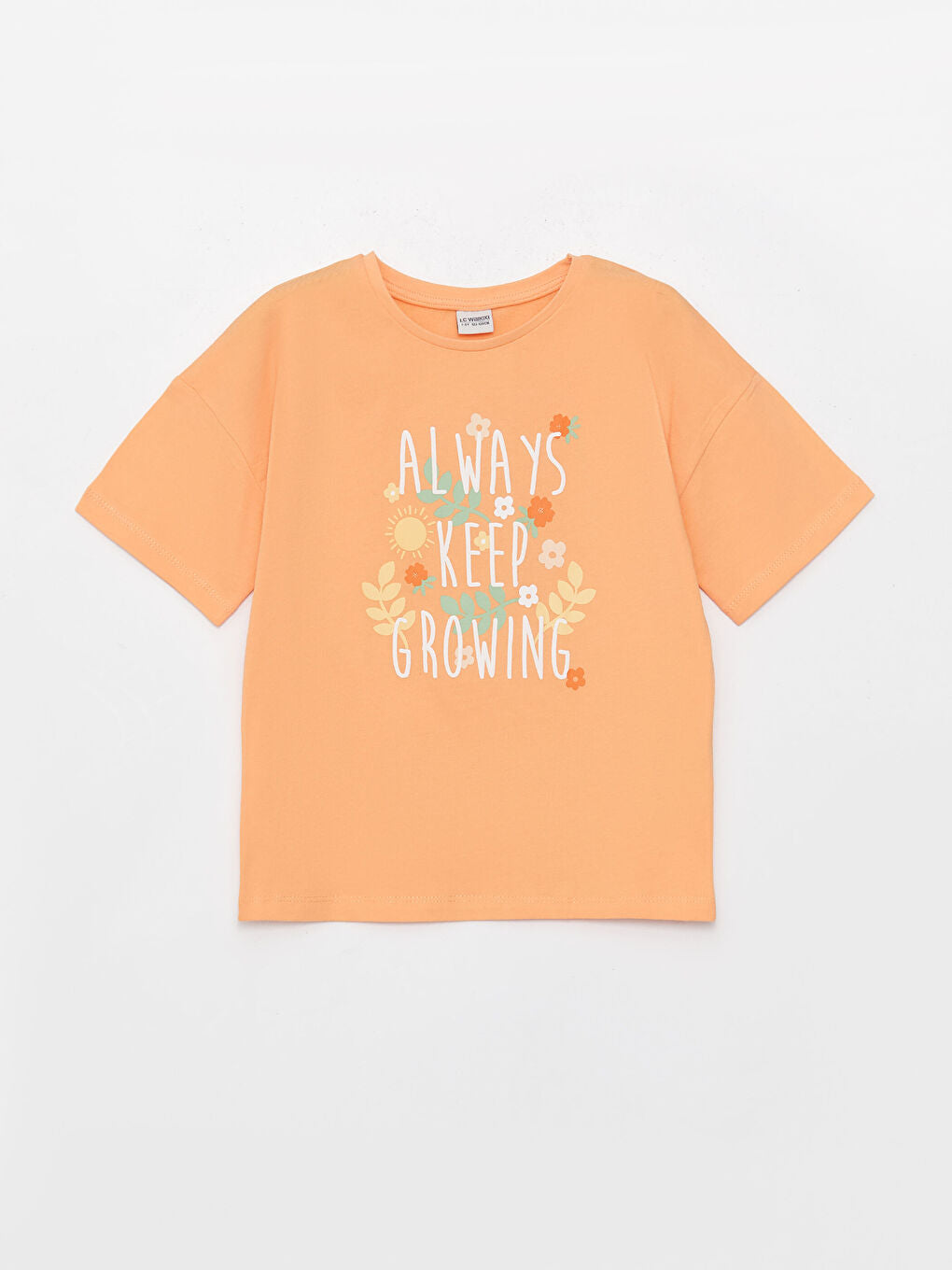 Crew Neck Printed Short Sleeve Girls T-Shirt and Shorts