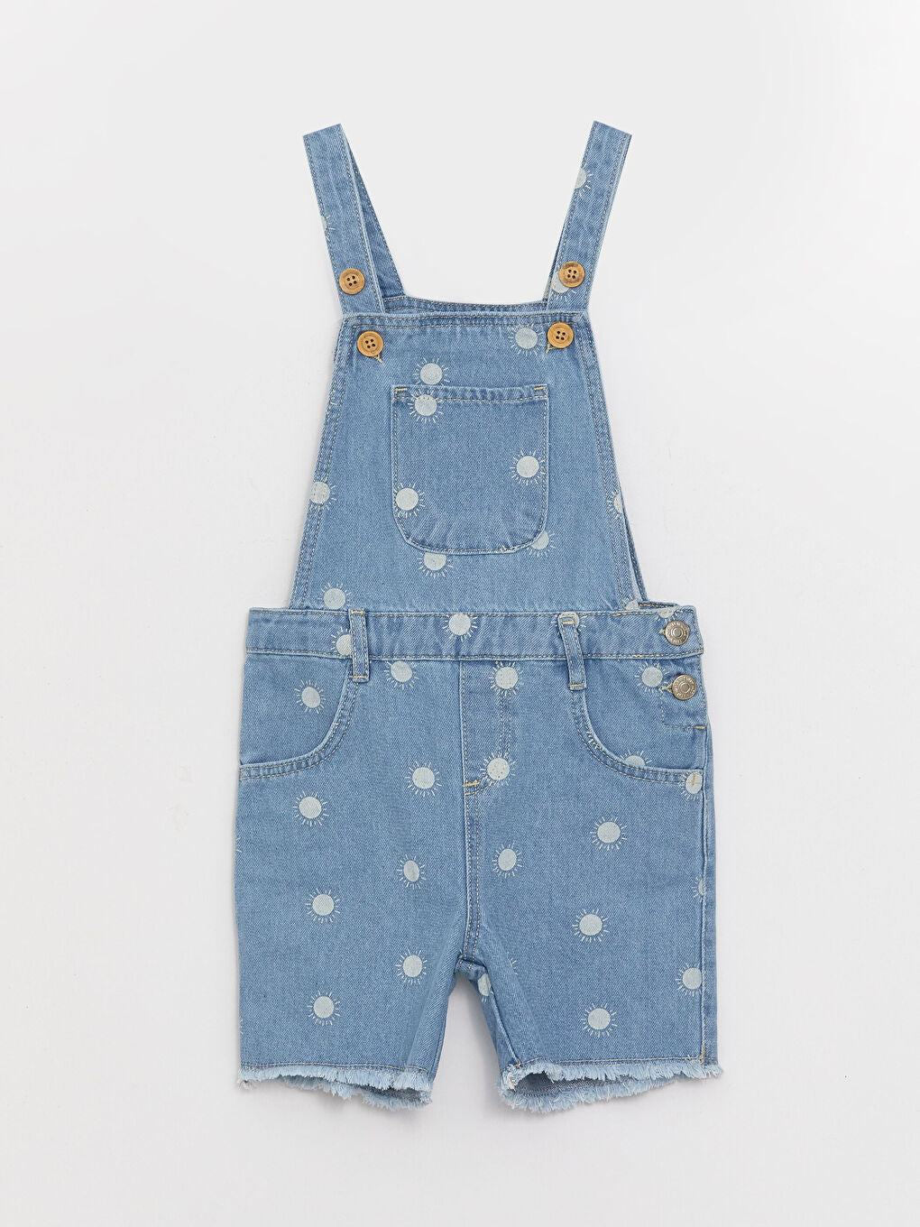 Square Collar Printed Strap Girl Jean Salopet