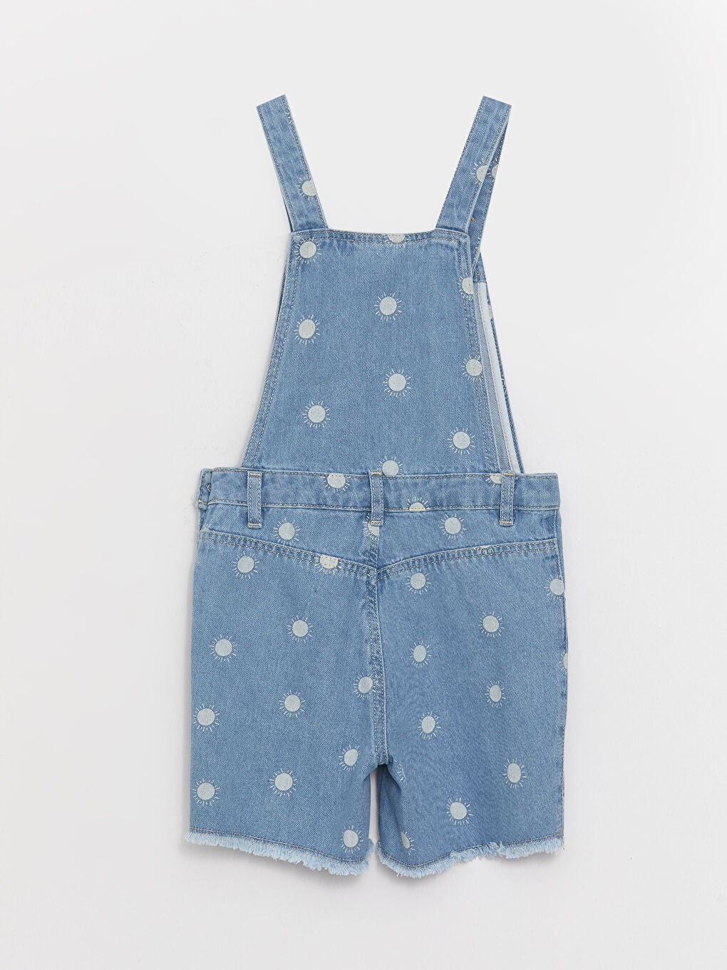 Square Collar Printed Strap Girl Jean Salopet
