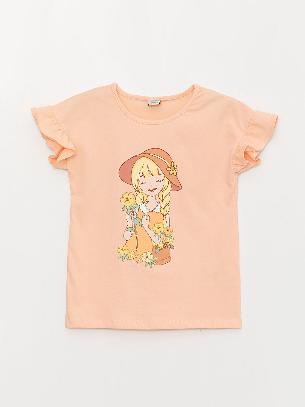 Crew Neck Printed Short Sleeve Girls T-Shirt