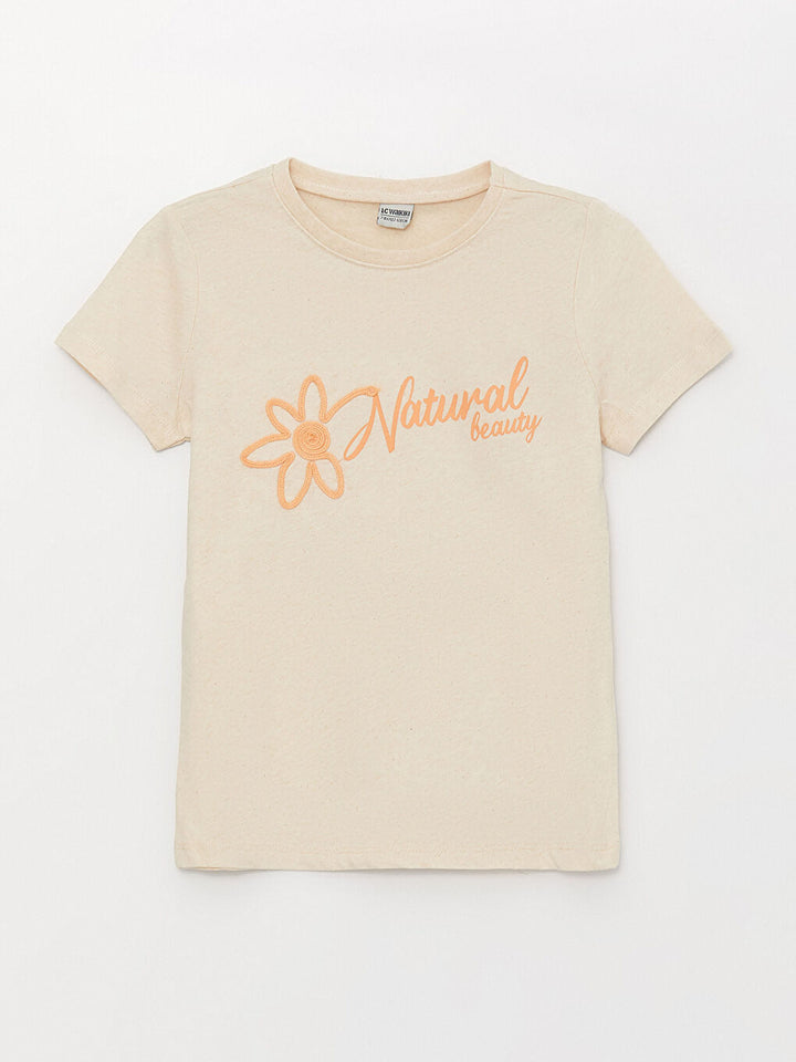 Crew Neck Printed Short Sleeve Girls T-Shirt